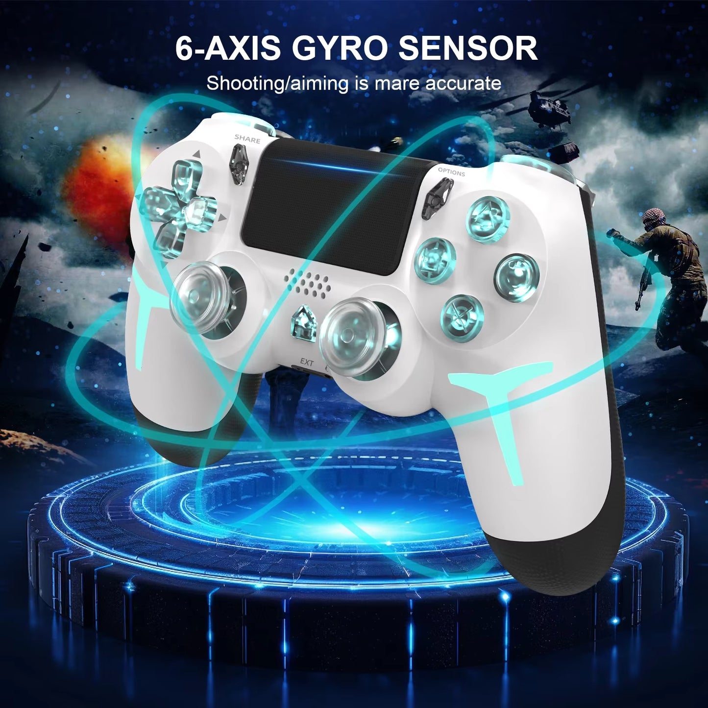 Wireless Game Controller For PS4 PS3 Console Computer PC LED Bluetooth