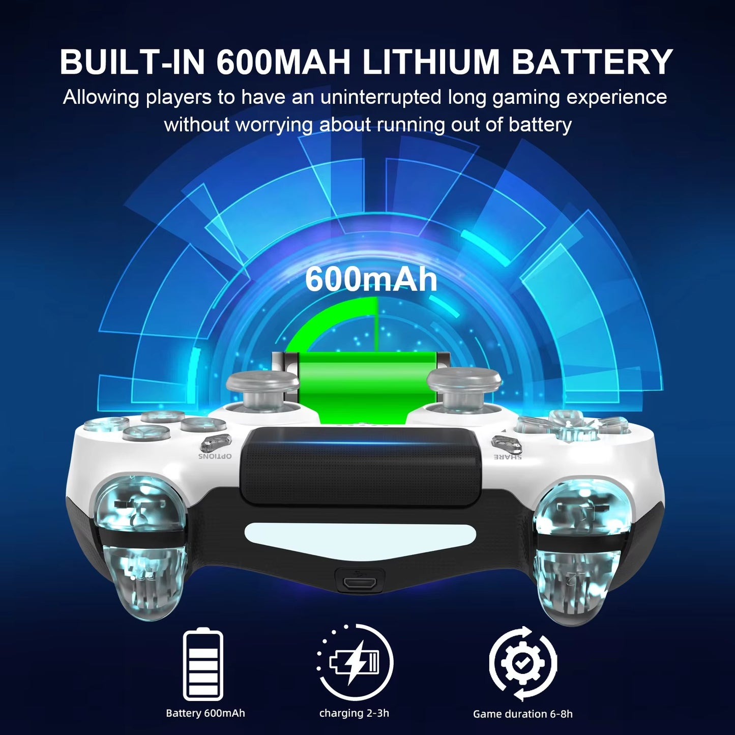 Wireless Game Controller For PS4 PS3 Console Computer PC LED Bluetooth
